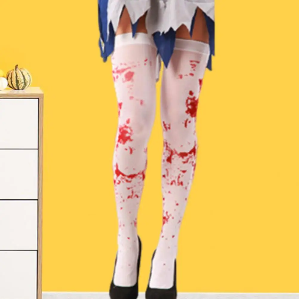 Halloween Socks Zombie Nurse Halloween Costume Thigh High Socks Cosplay Blood Stains Masquerade Party Accessories Blood Stain