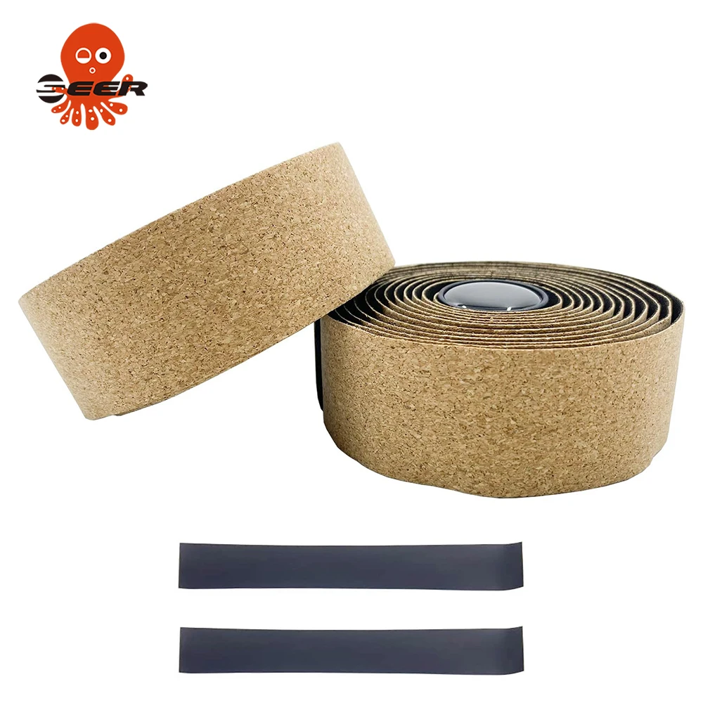 

Пробковая лента на руль SEER для шоссейного велосипеда, противоскользящая амортизирующая лента из искусственной кожи + EVA, силиконовые ленты, аксессуары для велосипедов