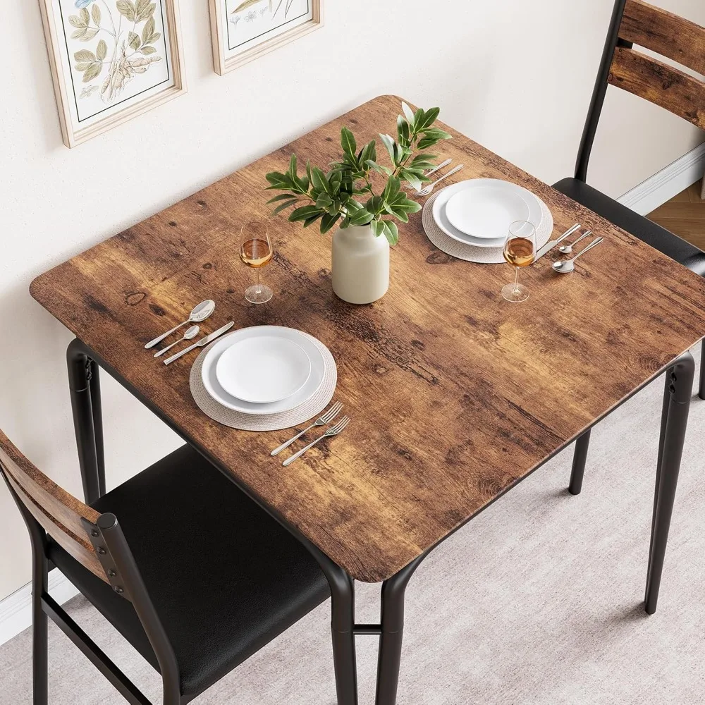 3-Piece Dining Table Set, Sturdy Wooden Square Table and Chair Breakfast Table Set for 2 Person,for Home or Commercial Dining R