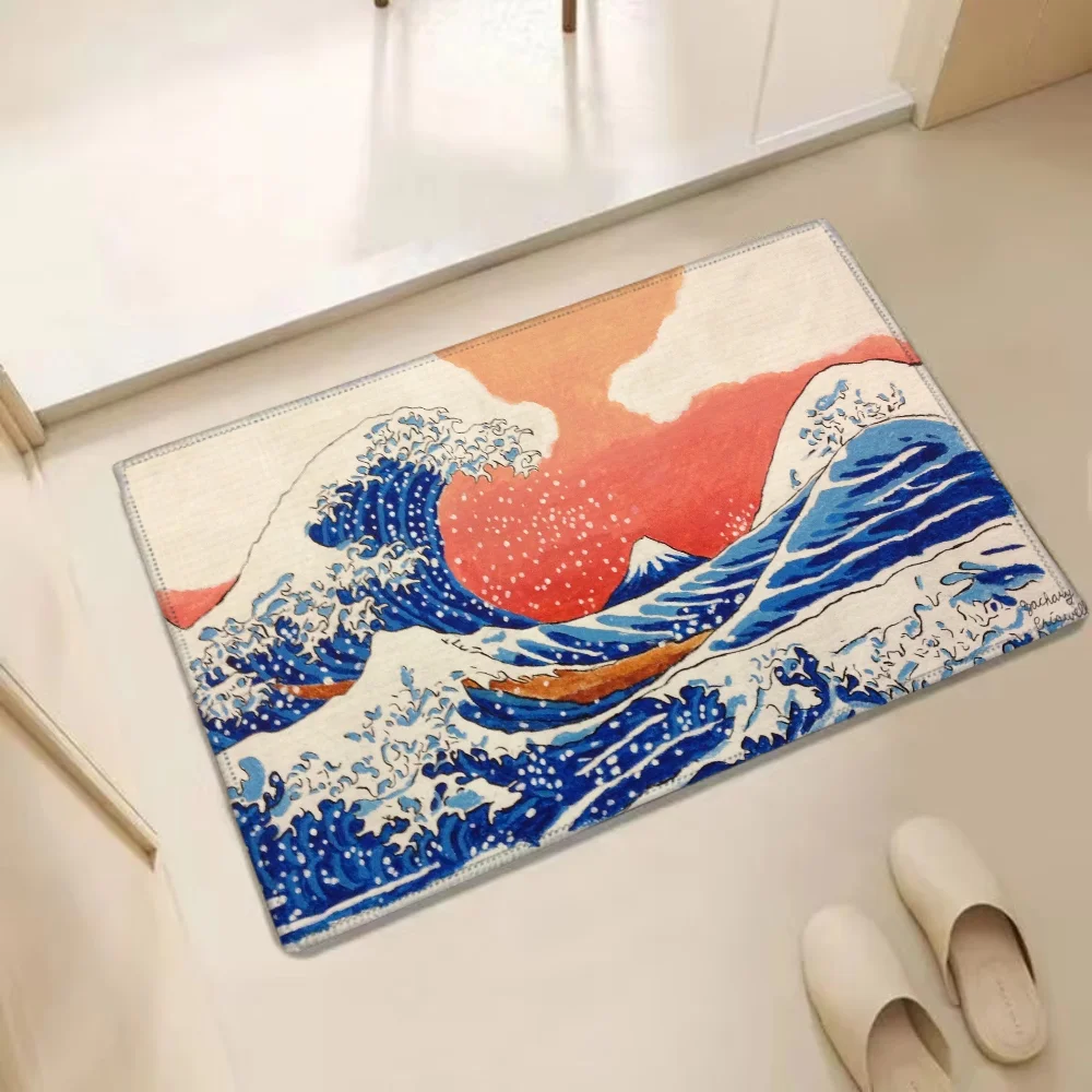 Japan Kanagawa Waves Goods for Home Decor Items Doormats for Entrance Door Mat Entrance Out Floor Rug Luxury Carpet Bath Mats