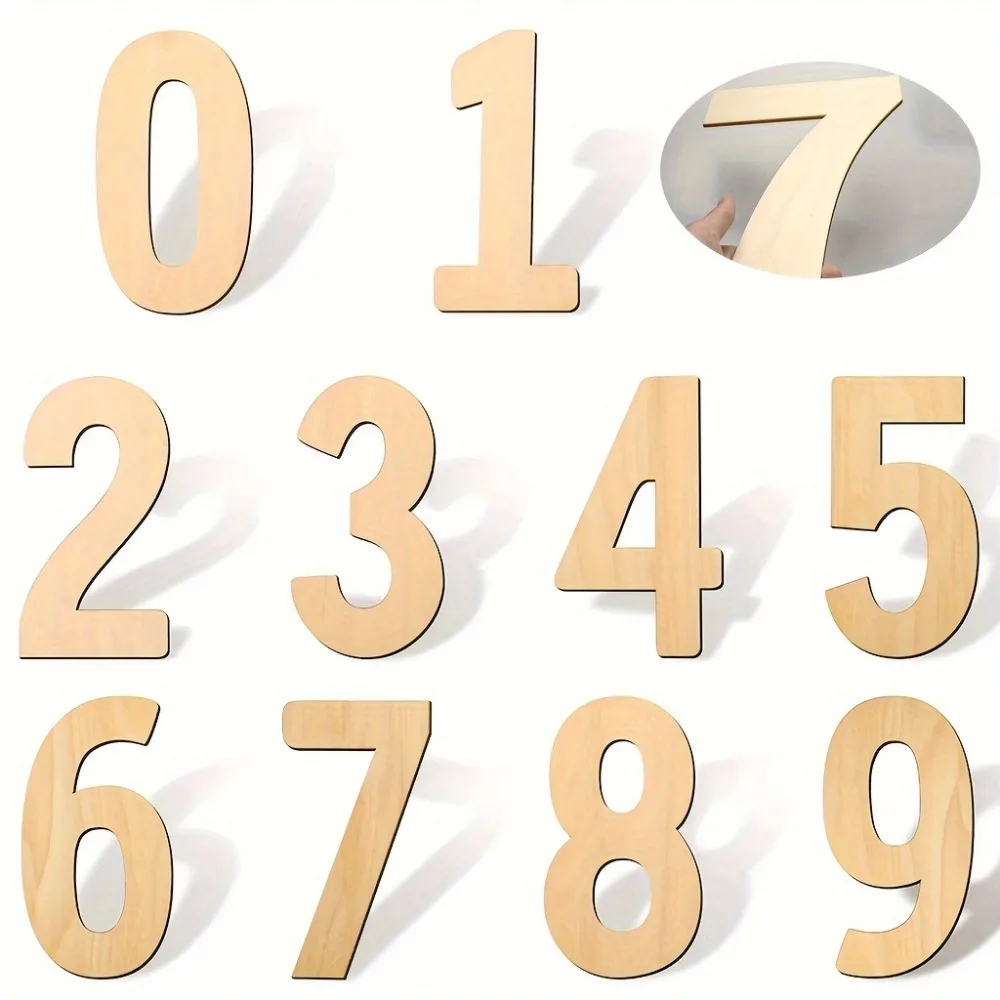 Números de Madera en Blanco de 8 Pulgadas, del 0 al 9, Rodajas de Madera, Letreros, Números de Madera para Manualidades, Decoración de Paredes, Bodas, Fiestas de Cumpleaños