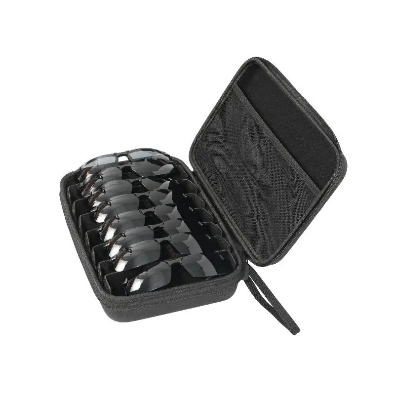 4/5/6/7/8 Compartments Adjustable Glasses Organizer, Portable Black Storage Bag Case For Travel, Sturdy Dividers Eyewear Box