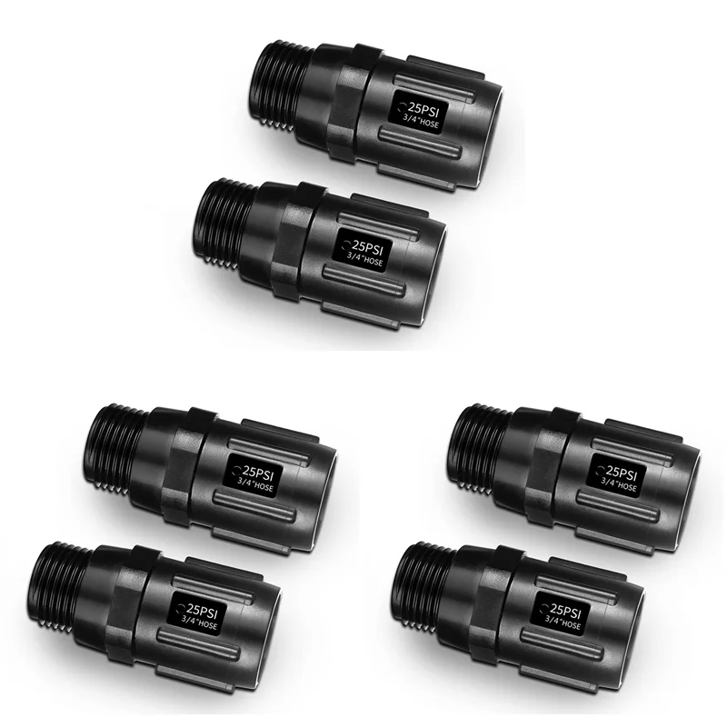 A04G-Drip Irrigation Pressure Regulator 25 PSI 3/4 Inch Hose Thread Drip Irrigation Pressure Reducer - 6 Pack
