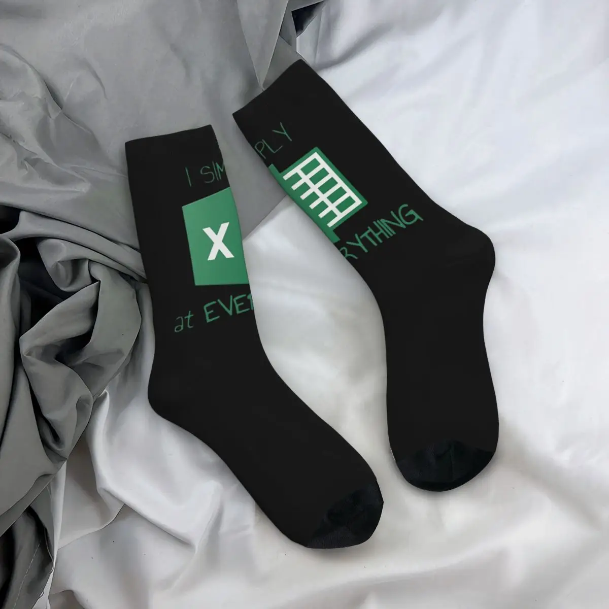 Calcetines simplemente Excel en todo, medias absorbentes del sudor Harajuku, calcetines largos para todas las estaciones, regalos de Navidad para hombre y mujer