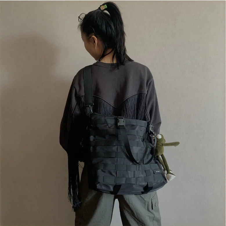 Harajuku Techwear Nylon Bucket Sling estetica uomo borse a tracolla gotiche marsupio per donna borsa Bolsas Feminina spalla