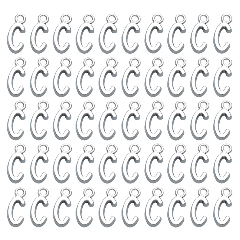 

50pcs Alphabet Pendant Charms English Letter Jewelry Diy Craft Accessories Silver Alloy Pendants Necklace Bracelet