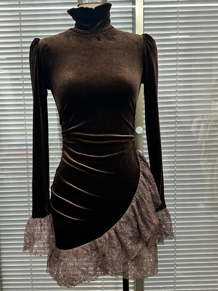 

Весенне-осеннее женское повседневное платье с длинным рукавом из полиэстера, новое модное однотонное платье с высоким воротником и капюшоном