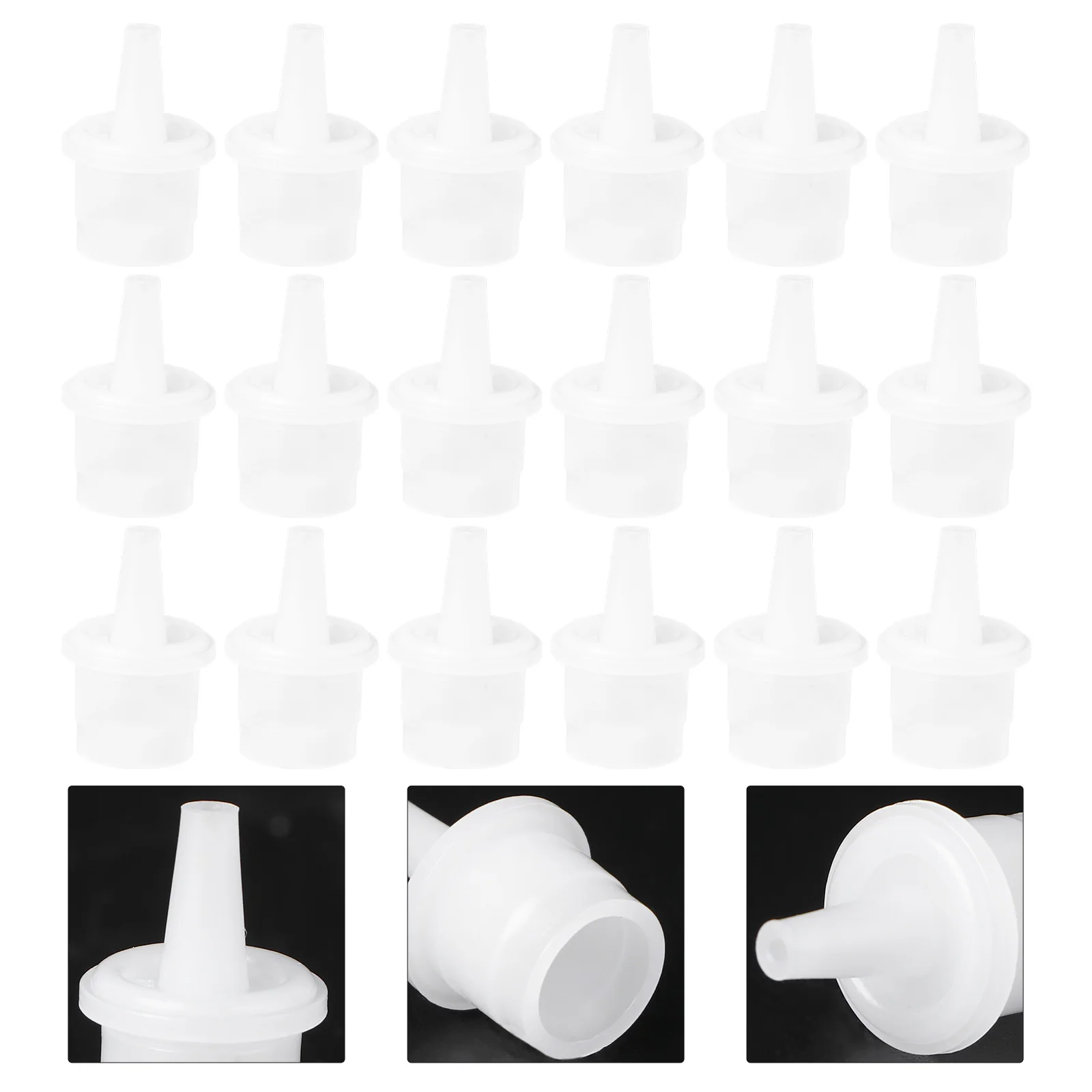 

20Pcs Eyelash Glue Replacement Bottle Mouth Head Plastic Transparent Anti-Blocking Eyelash Extension Tools Professional Family
