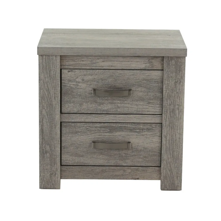 Bedroom Furniture Rustic Light Grey Simple 1pc Nightstand 2-Drawers Bed Side Table Solidwood