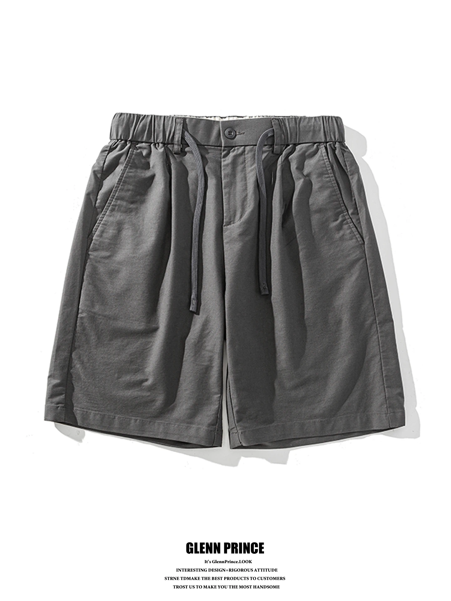 Loose Fit Outdoor Men's Short Pants Pure Color Lyocell Fiber Summer Casual Shorts High Waist Five-Quarter Length Straight Leg