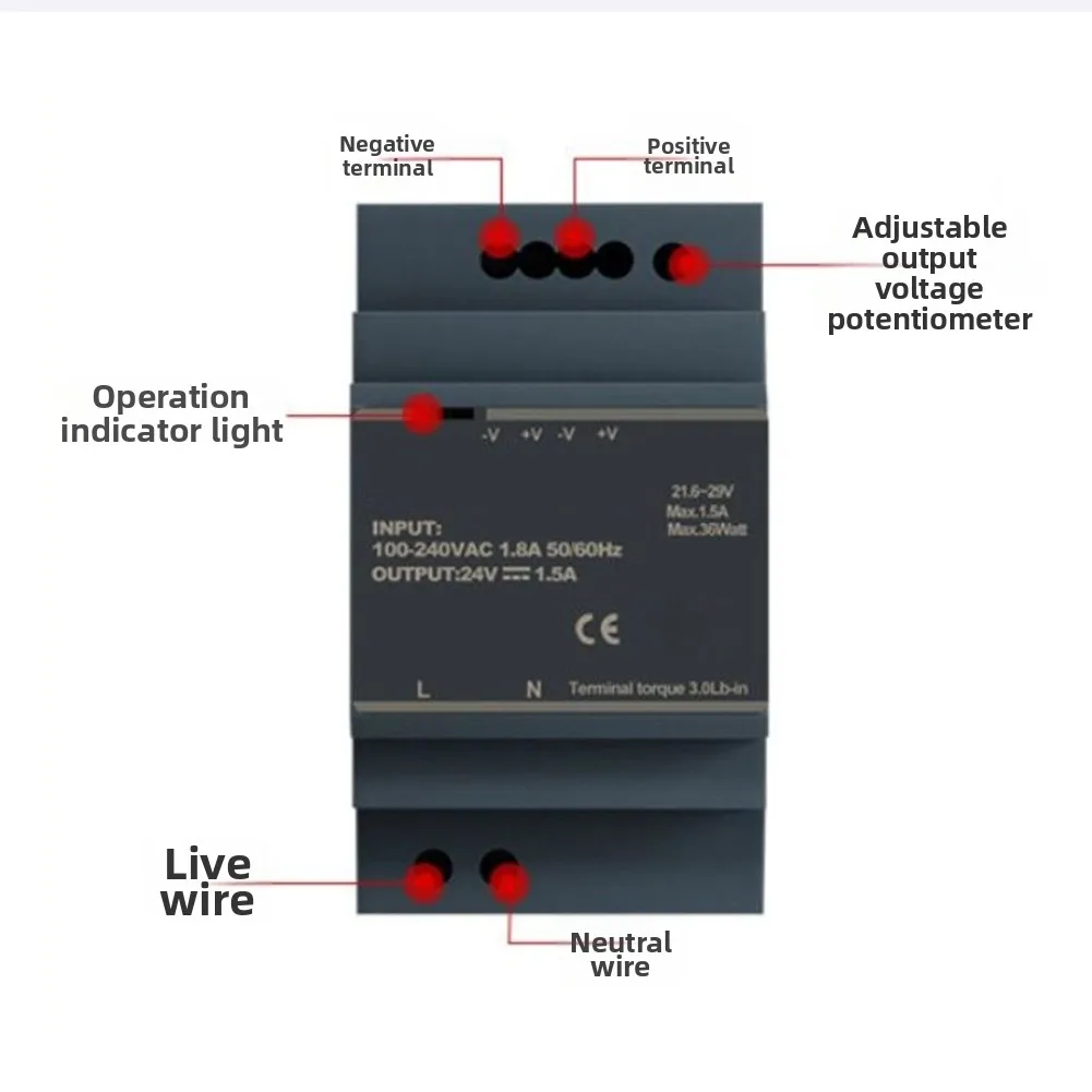 Multi Layered Protection Power Supply Switching Power Supply HDR-60 100W 100W DIN Rail PSU Overload Protection