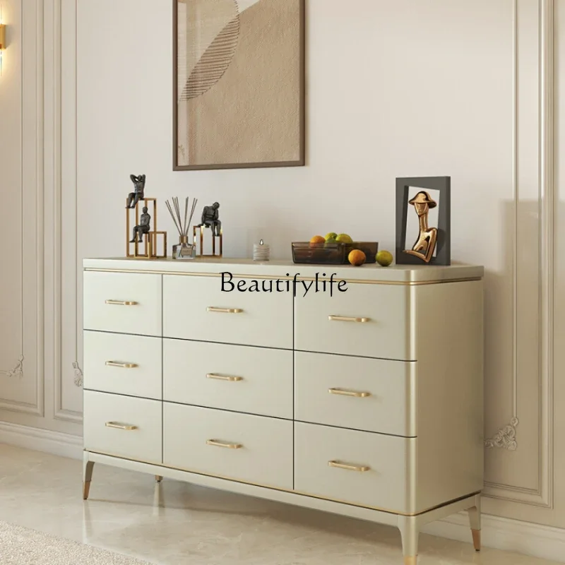 

pg45Light Luxury Chest of Drawers American Solid Wood Simplicity Hallway with Door Storage Drawer Locker