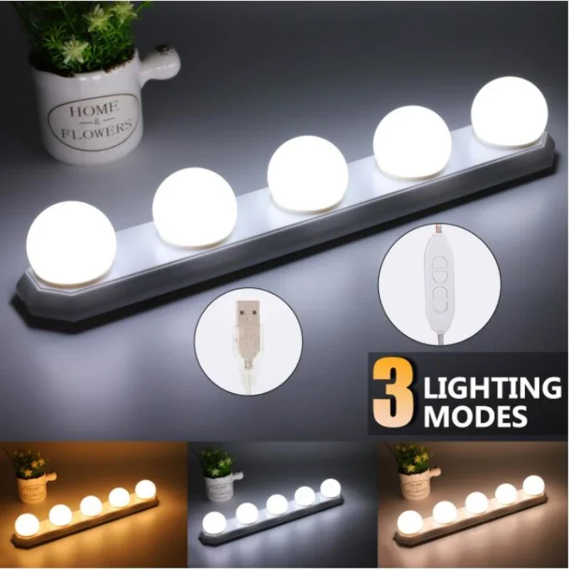 Makeup Mirror LED Light Bulbs Vanity Lights USB 12V Bathroom Dressing Table Lighting Dimmable LED Vanity Light for Mirror Light
