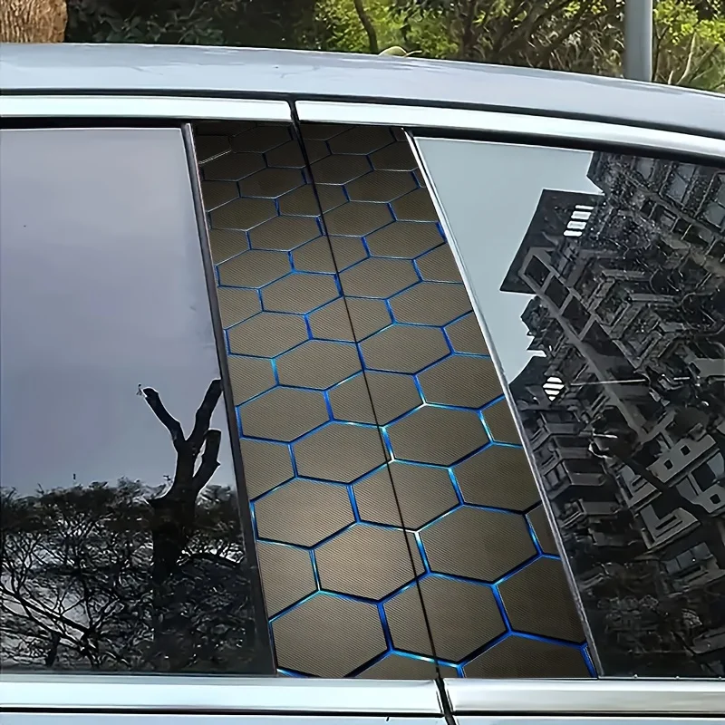 ملصق على شكل حرف B للسيارات مكون من قطعتين - فينيل مقاوم للخدش، أزرق مسدس هندسي مصمم لسيارة سيدان BMW Audi #4