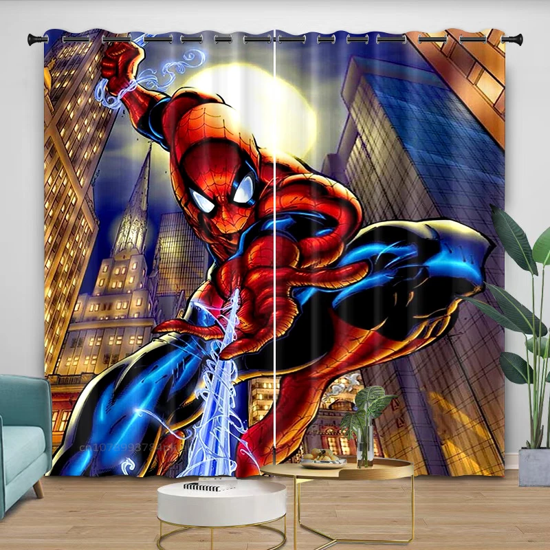 

Spider-Man Kids Blackout Curtain with Grommet Cartoon Polyester Shading Living Room Window Home Decoration