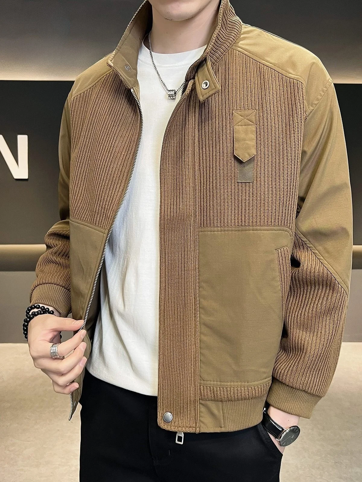 

Мужская повседневная куртка Pierre Cardin Весна 2026, свободный крой, цветной блок, рабочая одежда, верхняя одежда, полиэстер, на молнии, молодежный тренд