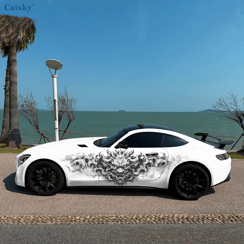 Dark Devil God high-quality creative pattern stickers for car body, door side, two fashionable stickers, two decorations suitabl