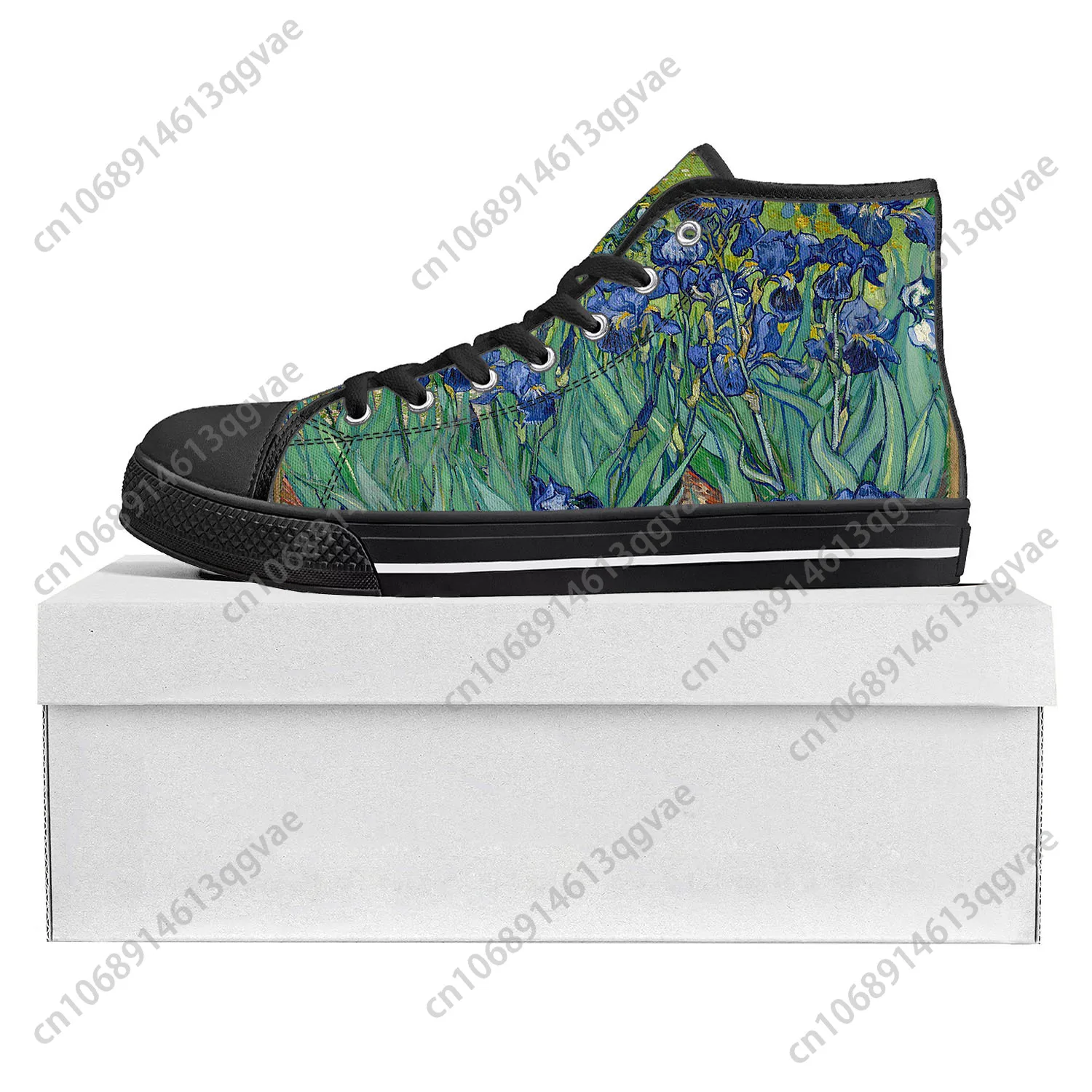 

Van Gogh Oil Painting Iris Flower High Top High Quality Sneakers Mens Womens Teenager Canvas Sneaker Couple Shoes Custom Shoe