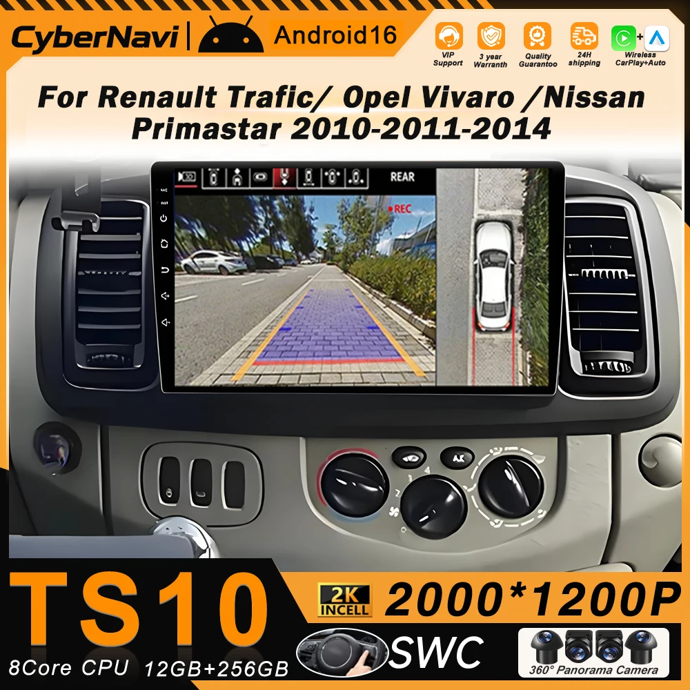

Автомагнитола Android Auto для Renault Trafic 2, Opel Vivaro A, Nissan Primastar 2001-2014, навигация GPS, Carplay, 4G, без 2din