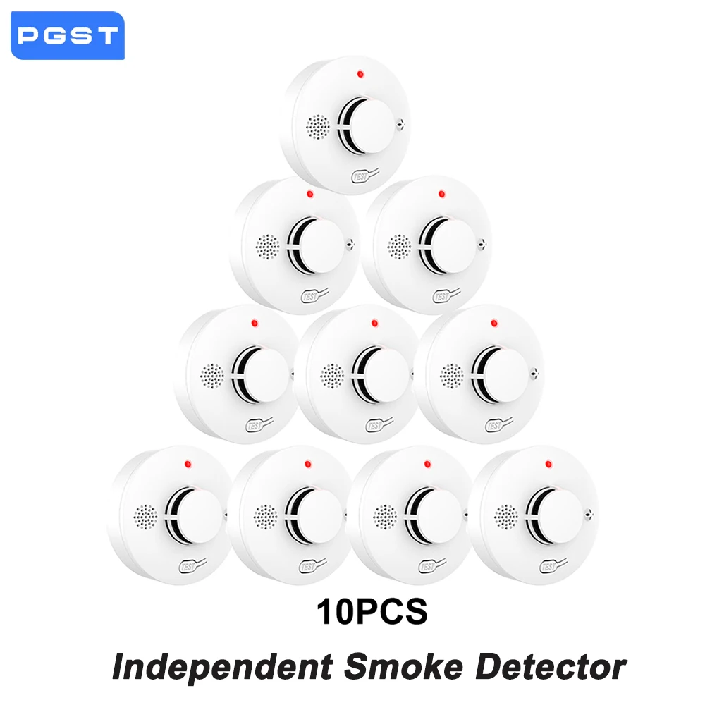 Детектор дыма с батарейным питанием, пожарная сигнализация с громкой сиреной 85 дБ, для спальни и кухни, простое потолочное крепление, соответствует стандарту EN14604