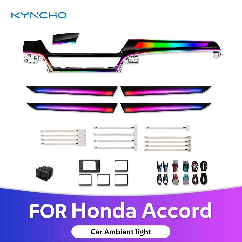 KYNCHO for Honda Accord Car Ambient Light Symphony 64 colors 12V Car Decorative Lamp Iridescent LED Automotive Ambient Lighting