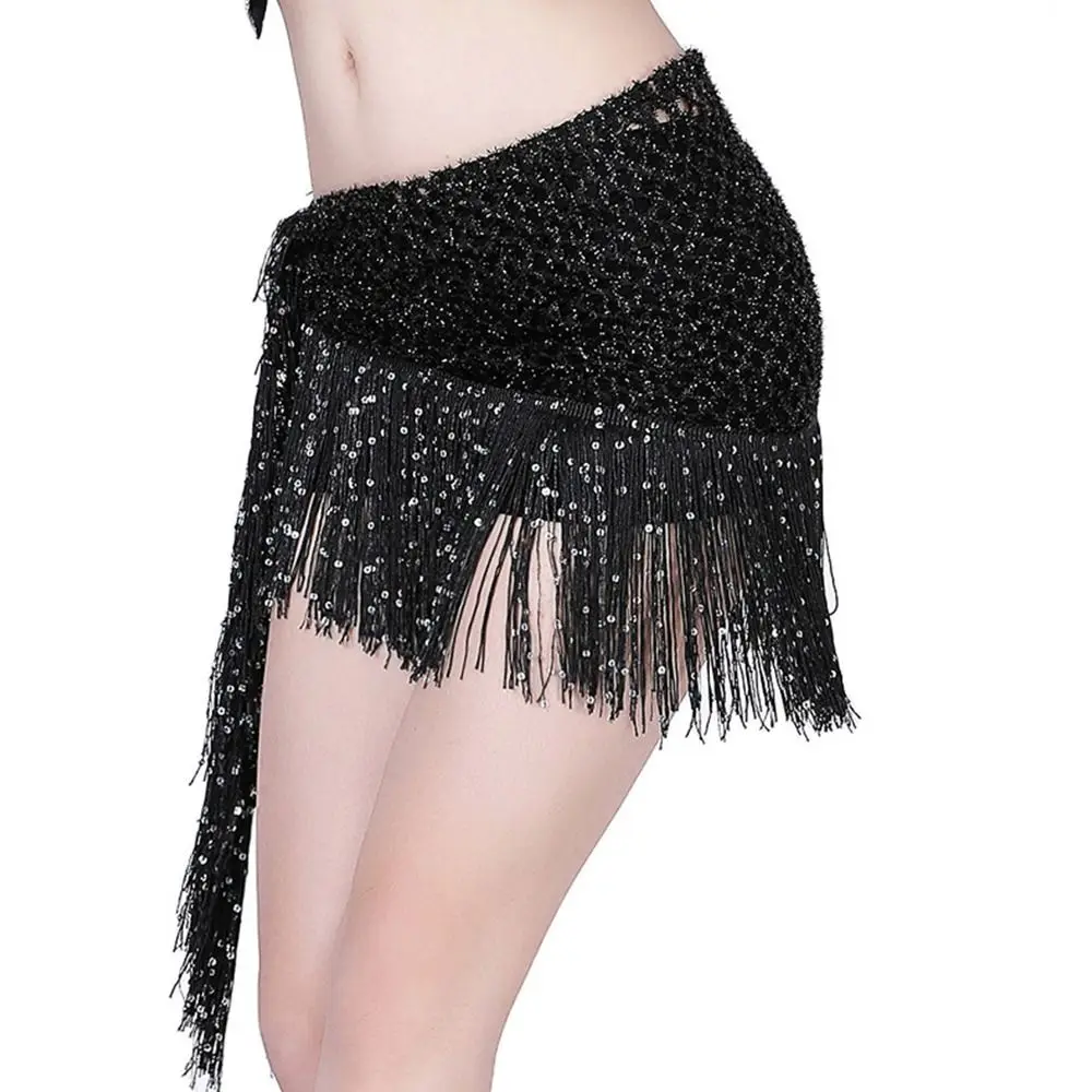 Glitter Fringe Triangle Belly Dance Hip Scarf Hip Scarf Wrap Belt Belly Dance Waist Wrap Sequins Tassel Waist Wrap Scarf