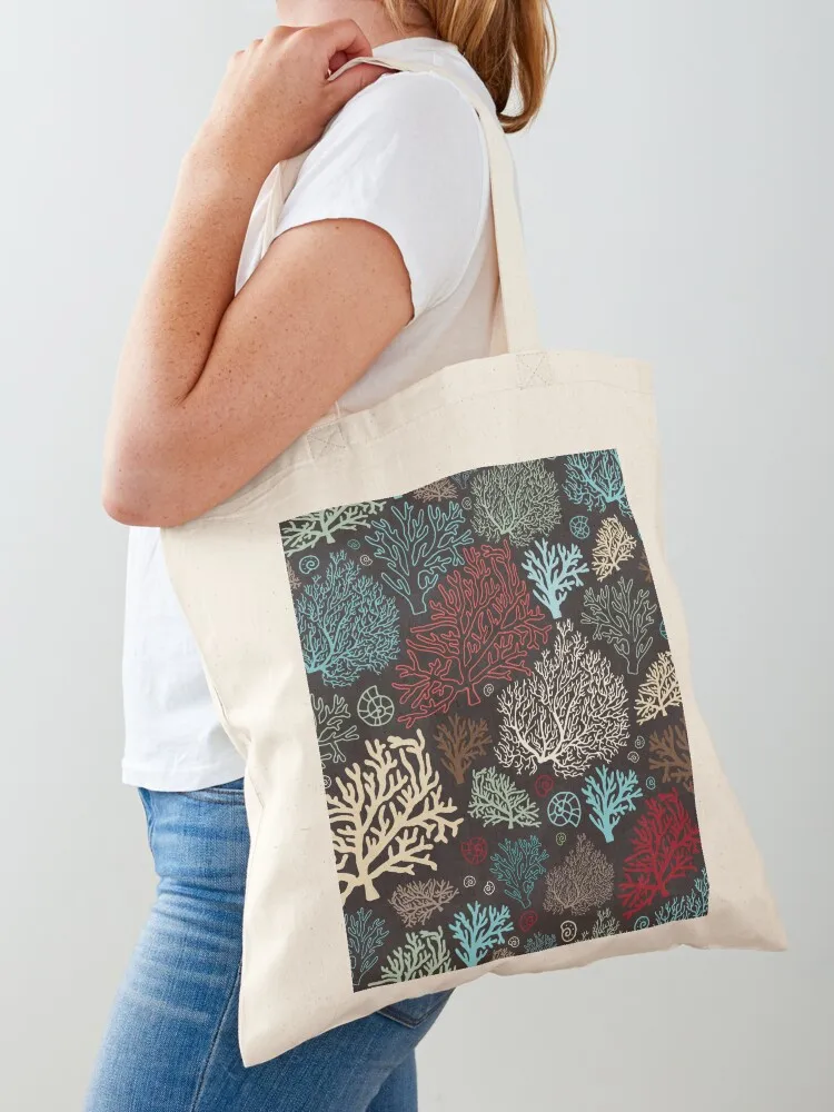 

Ocean corals on the dark background Tote Bag Cloth bags Customizable tote bag Women's shopping bag Women's bags