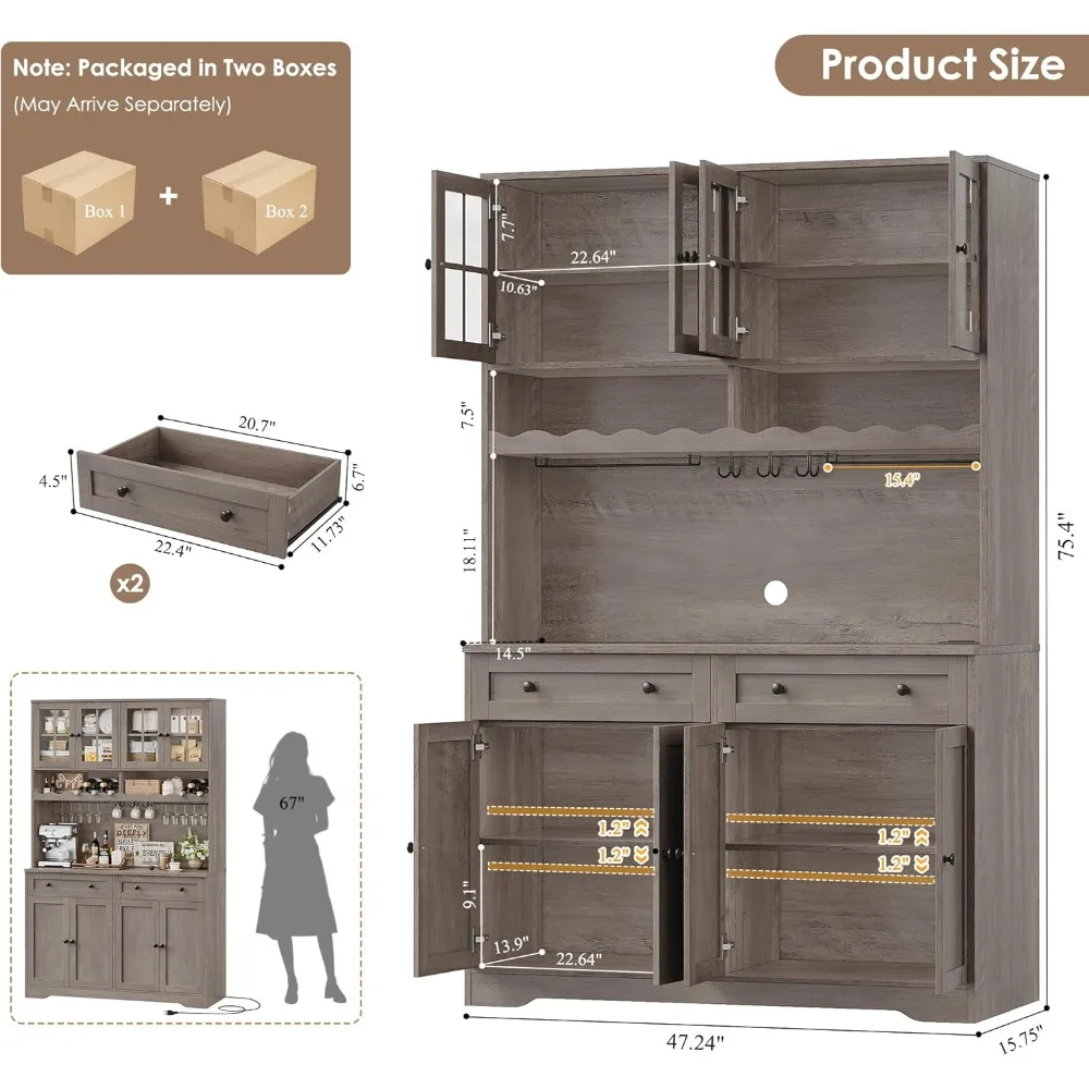 خزانة مخزن المطبخ الحديثة ذات الطول الأبيض مع قاعدة شحن وحامل الميكروويف ورف النبيذ #3