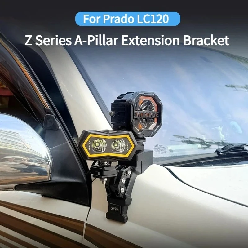 Z Series A-Pillar Extension Bracket Modified Hood LED Spotlights Quick-Release Dual Light Rack For Prado LC120 Accessories