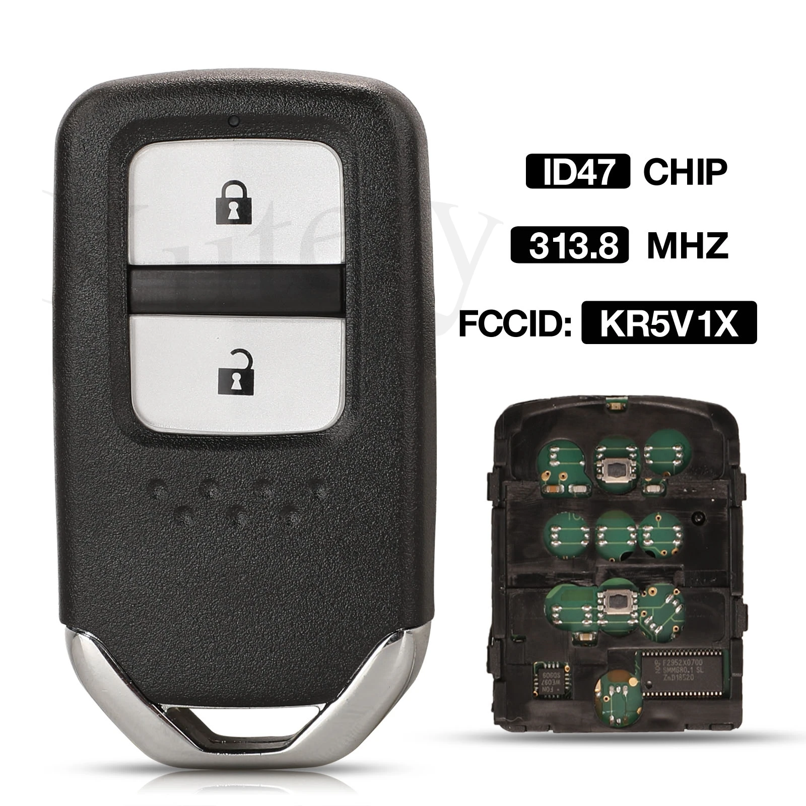 

jingyuqin 2 Button ID47 Chip 313.8/315MHz FCC: KR5V1X 72147-T5A-J01 / 72147-T5C-J01 Remote Car Key Fob For Honda City HR-V