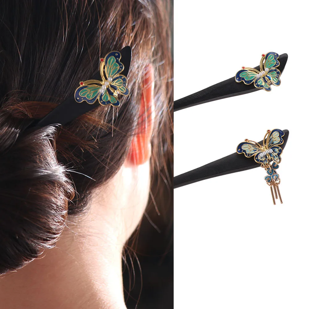 Tassel Wooden Hair Stick Chinese Style Hair Chopstick Hanfu Hairpin Hanfu Headwear Hair Sticks for Buns