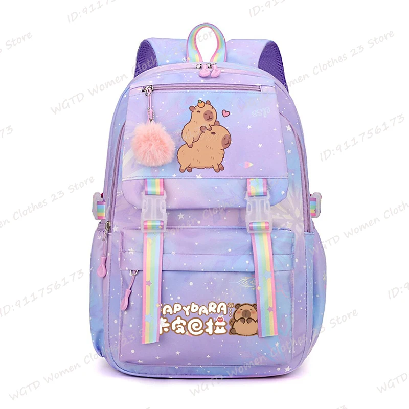 

Kawaii Capybara Backpacks Schoolbag for Children Girls Teenage Waterproof Girls Backpack Female Travel Bag Bookbag Mochila