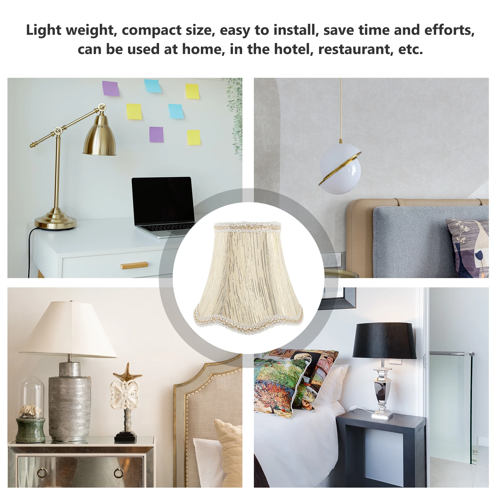 

Vintage Style Lampshade Replacement for Table Desk Floor Lamp Cloth Cover Soften Bright Light Decorative Small Scalloped Shades