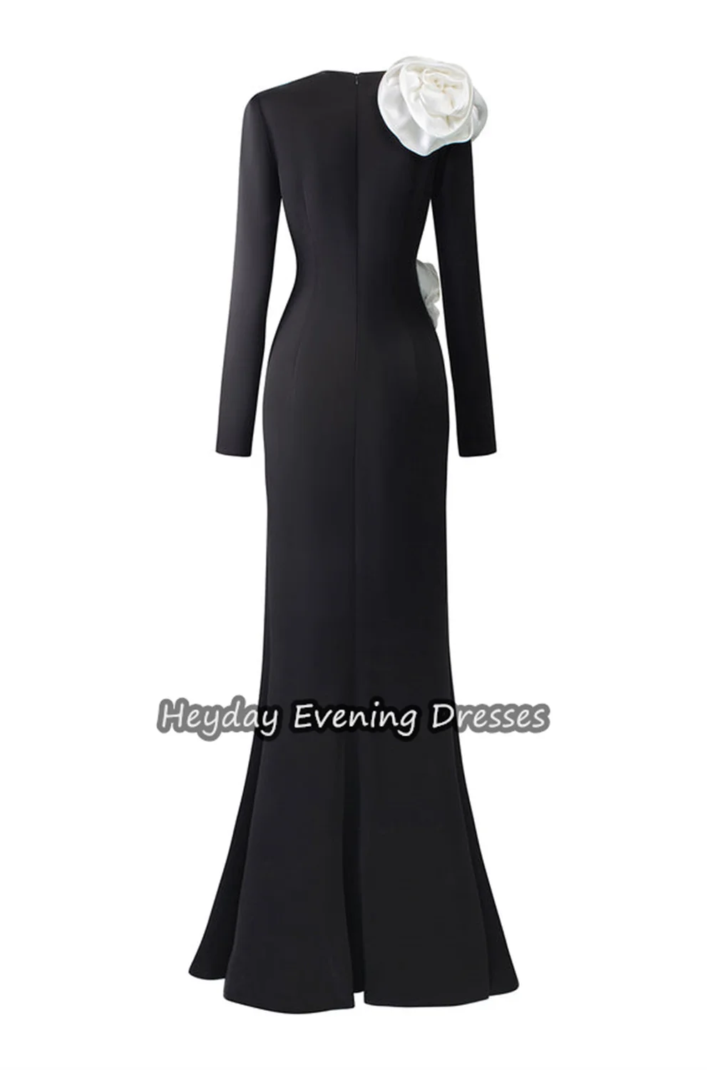 Heyday Crepe Straight O-neck Empire Saudi Simple Prom Gown Flowers Floor Length Elegant Evening Party Dresses For Women 2024