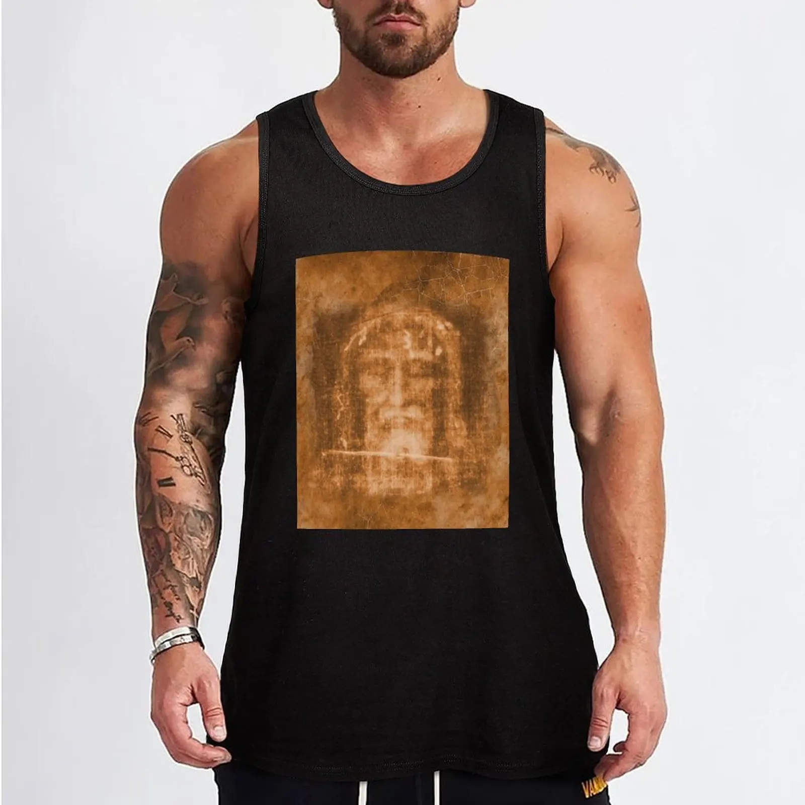 The Shroud of Turin Holy Face Crucifix Cross Jesus Passion 101 OA Tank Top sleeveless vests muscular man