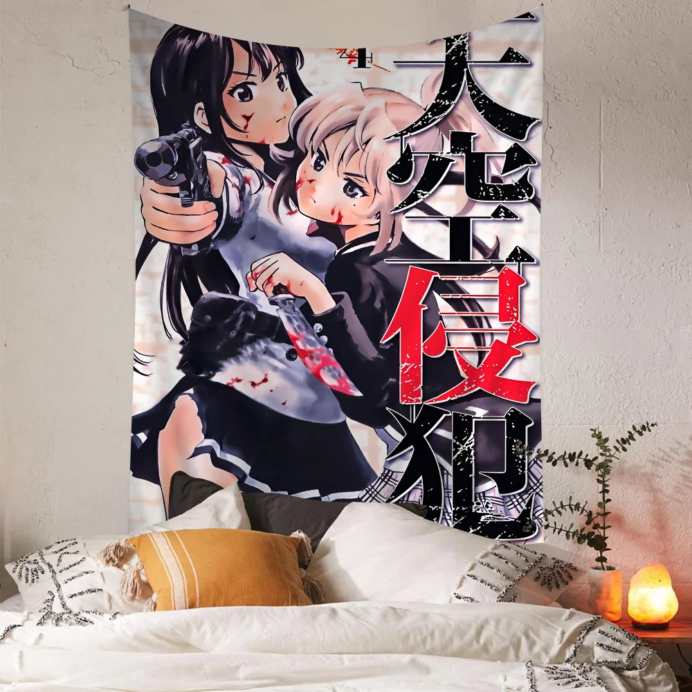 Anime High-Rise Invasion Anime Tapestry Hanging Tarot Hippie Wall Rugs Dorm Home Decor