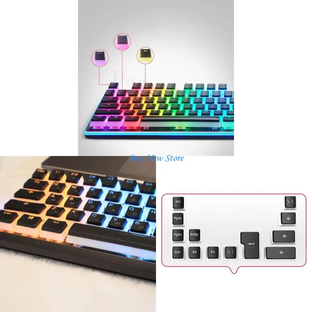 

20CE Only Keycap, Korean/Russian PBT Puddings Backlit Keycap 117PCS OEM Profile Thicken Keycaps for 61 62 68 71 81 84