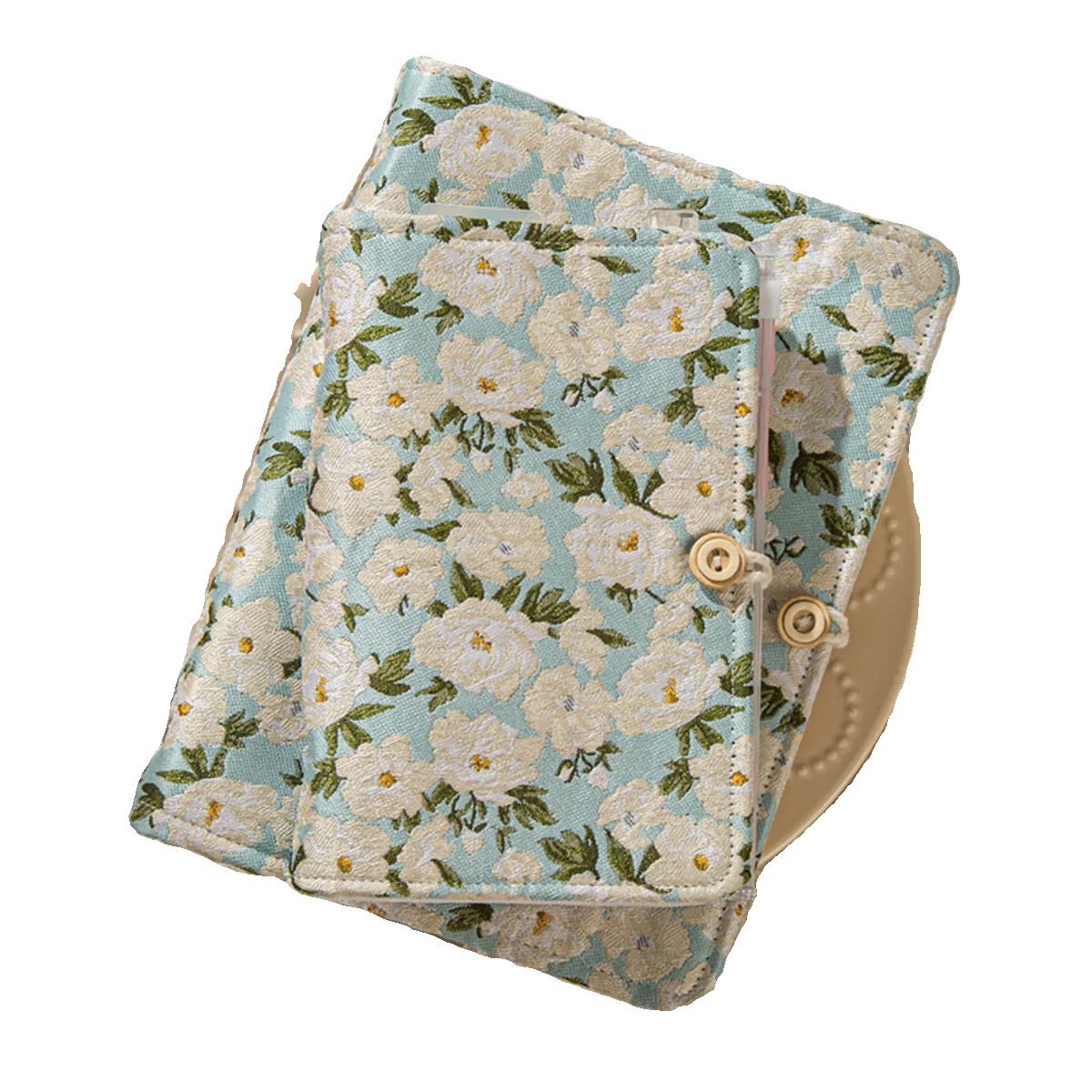 Blue and White Flowers High Aesthetic Fabric Surface A5 A6 Loose Leaf Ledger Literary Notebook Portable and Detachable