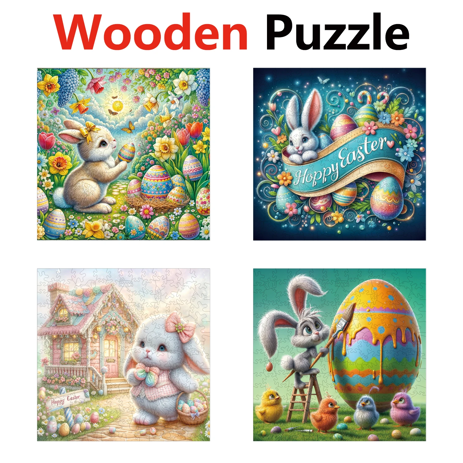 

Rabbit Egg Toy House Animal Puzzles High Quality Jigsaw Puzzle Wooden Puzzle Best Christmas Gift