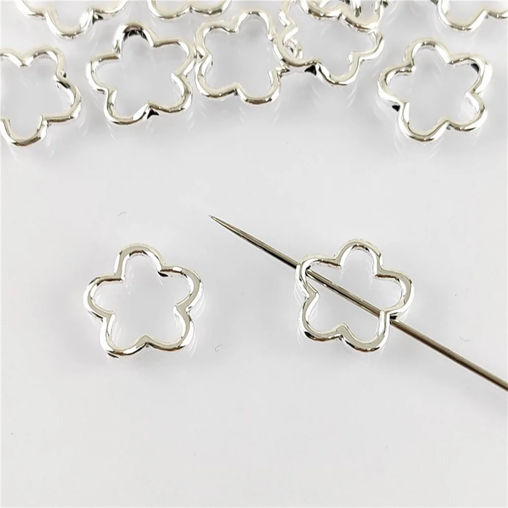 20pcs Antique Silver Color Flower Heart Charms Small Holes Flower Charm Bead Hollow Heart Flower Charms Beads For Jewelry Making