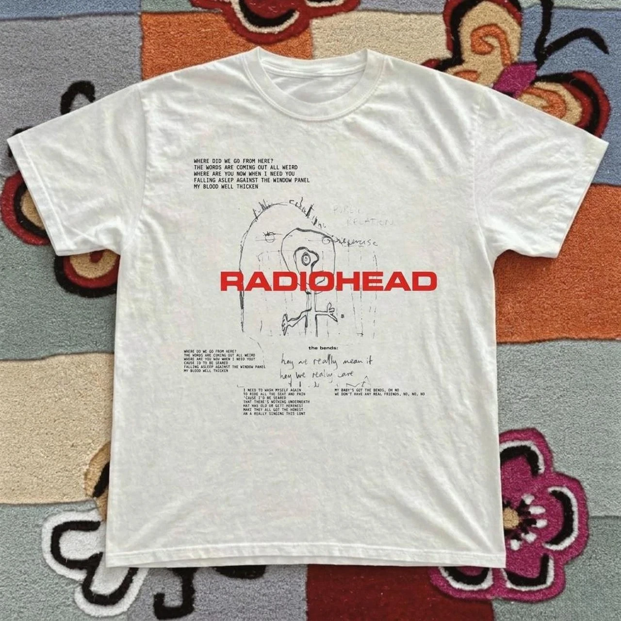 RADIOHEAD SCRIBBLE 2000 Retro T-shirt Classic Y2K Street Style T-shirt Print T-shirt Harajuku Cotton Tops 2026 Men Women Tops