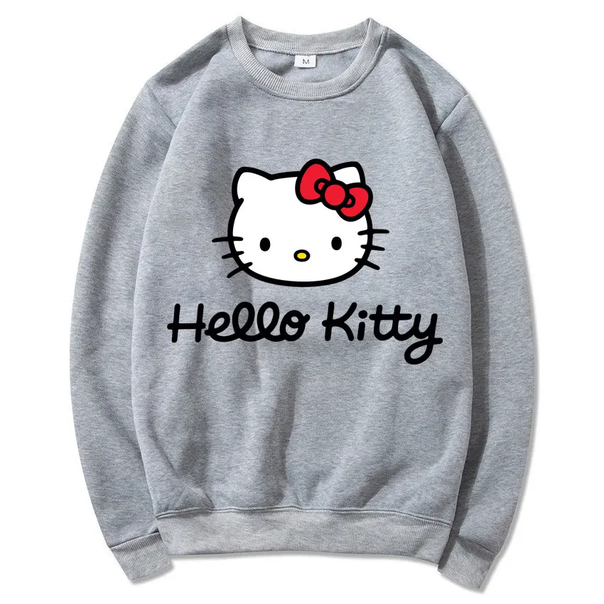 Sweat à capuche Hello Kitty Cartoon Anime pour hommes et femmes, pull à col rond, sweat-shirt de couple, vêtements de printemps et d'automne, nouvelle mode, 2024