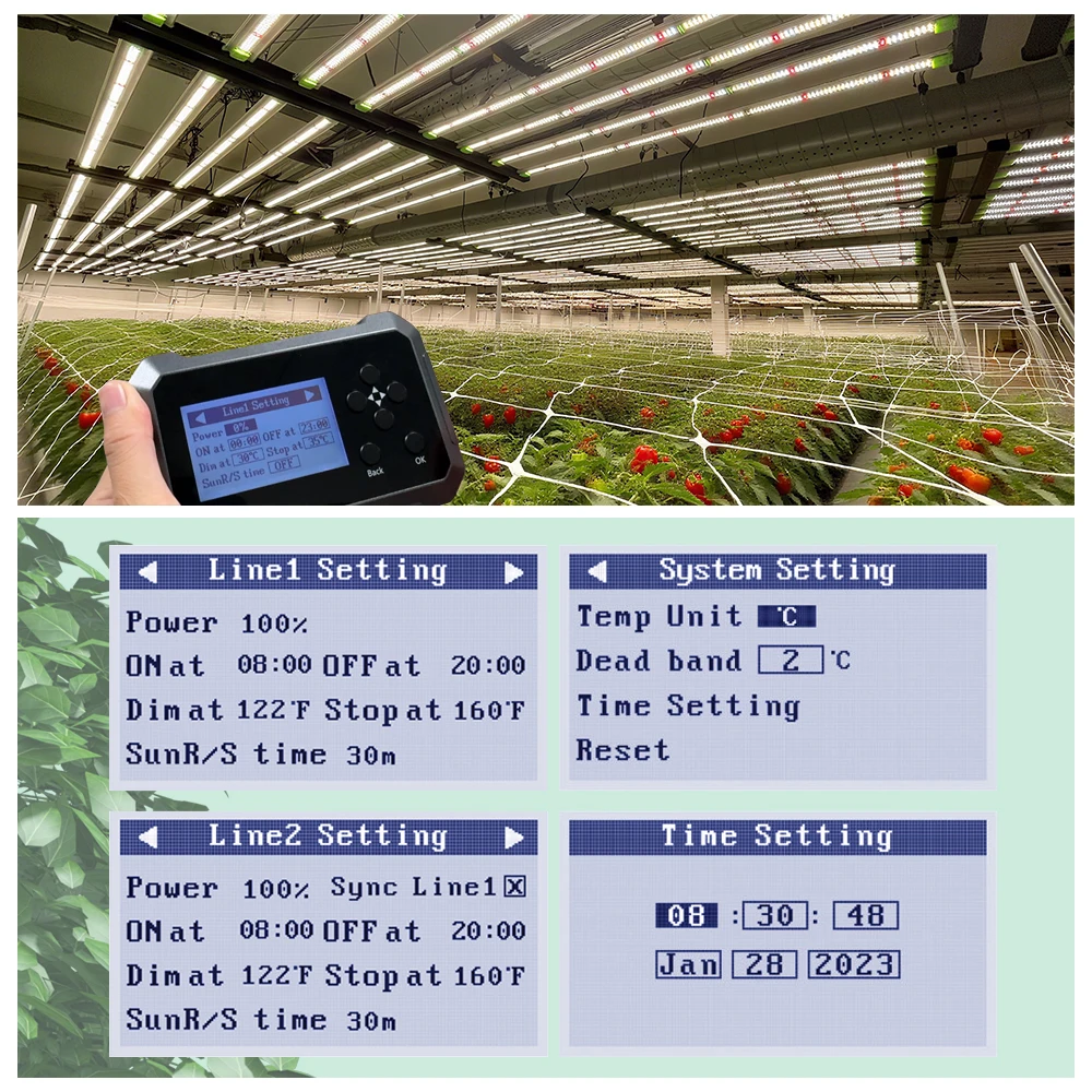 Smart Grow Light Controller RJ14 RJ45 2-channel 0-10V Light Controller With Temperature and Humidity Sensor
