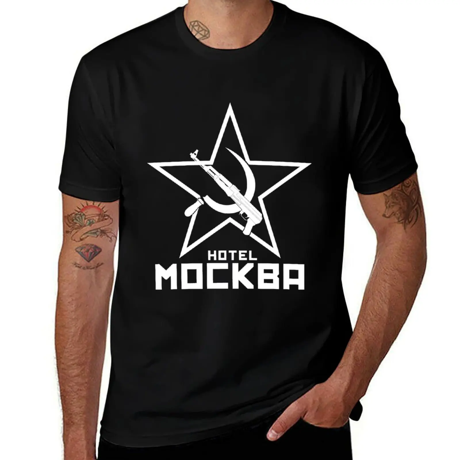 

Black Lagoon Hotel Moscow white T-Shirt shirts graphic tee blue archive valentines clothes t shirts for men cotton