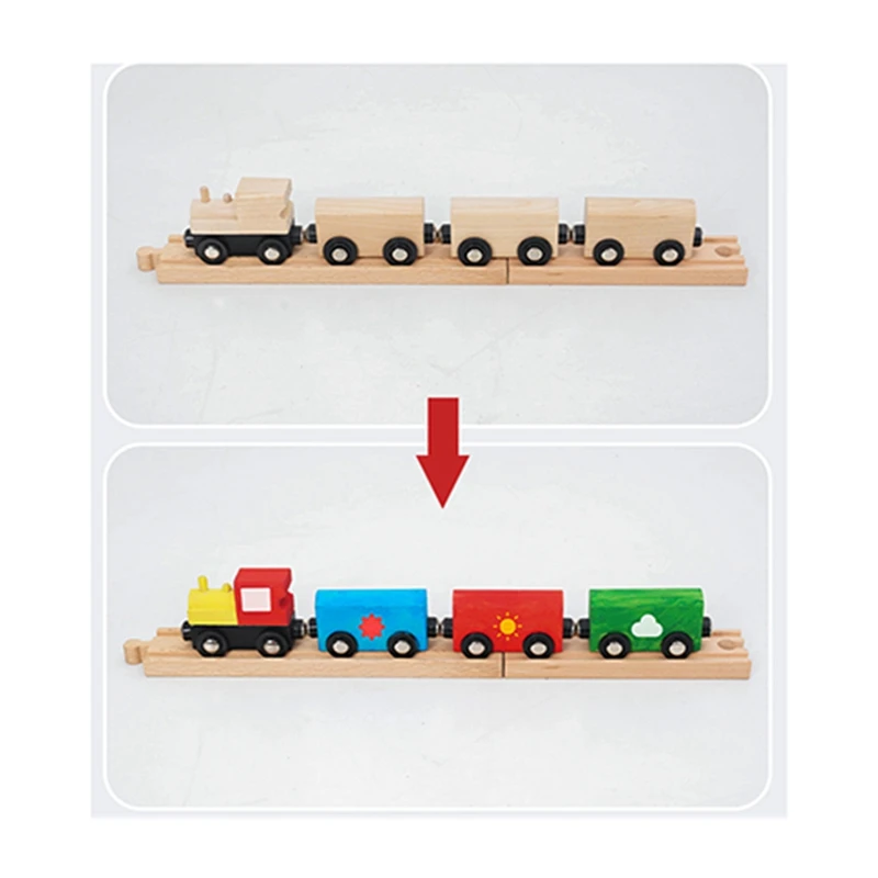 Set Of DIY Wooden Train Track Adapters Railway Accessories For Toy Trains - Hobbies, Games, Table Activities For Kids Durable