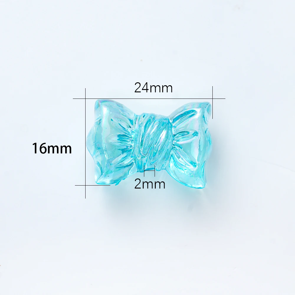 10Pcs AB Transparent Acrylic Crystal Bow Beads Material Loose Space r Beads DIY Phone Chain Handmade Jewelry Making Accessories