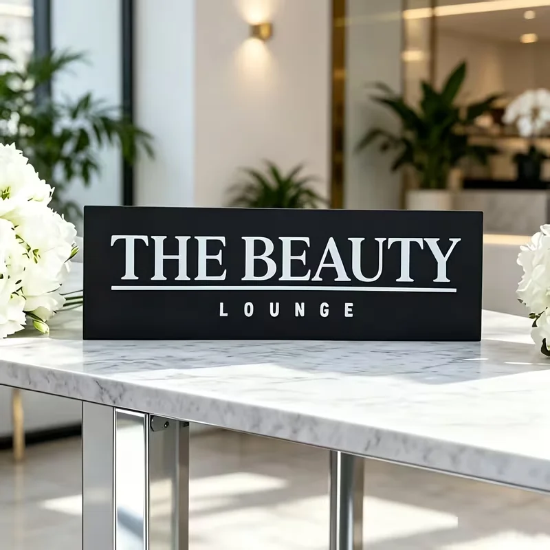 Custom Signs for Small Businesses, Acrylic Door Plates, 3D Laser Cut Door Plates, Signs for Beauty and Hair Salons, Personalized