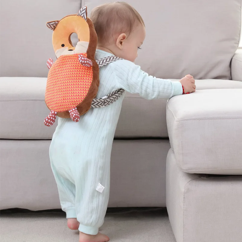 Almohada anticaída de animales de dibujos animados de Little Fox para bebés, cojín de espalda de pasos de aprendizaje, protección para la cabeza, anticaída