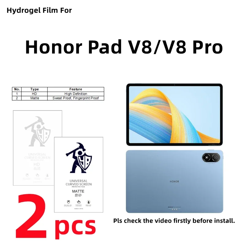 

2pcs HD Hydrogel Film For Honor Pad V8 Pro Matte Screen Protector For Honor Pad V8 Clear/Frosted Full Cover Protective Film