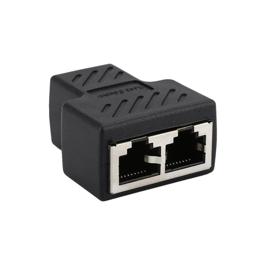 Network Cable 1 To 2 Ways Extender Docking Plug Adapters Coupler RJ45 Splitter Network Connector